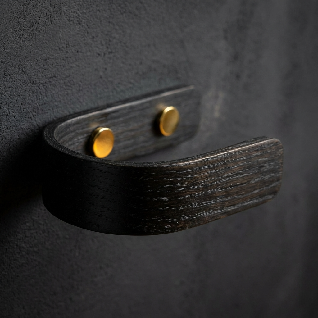 wall mounted black oak curtain holdbacks