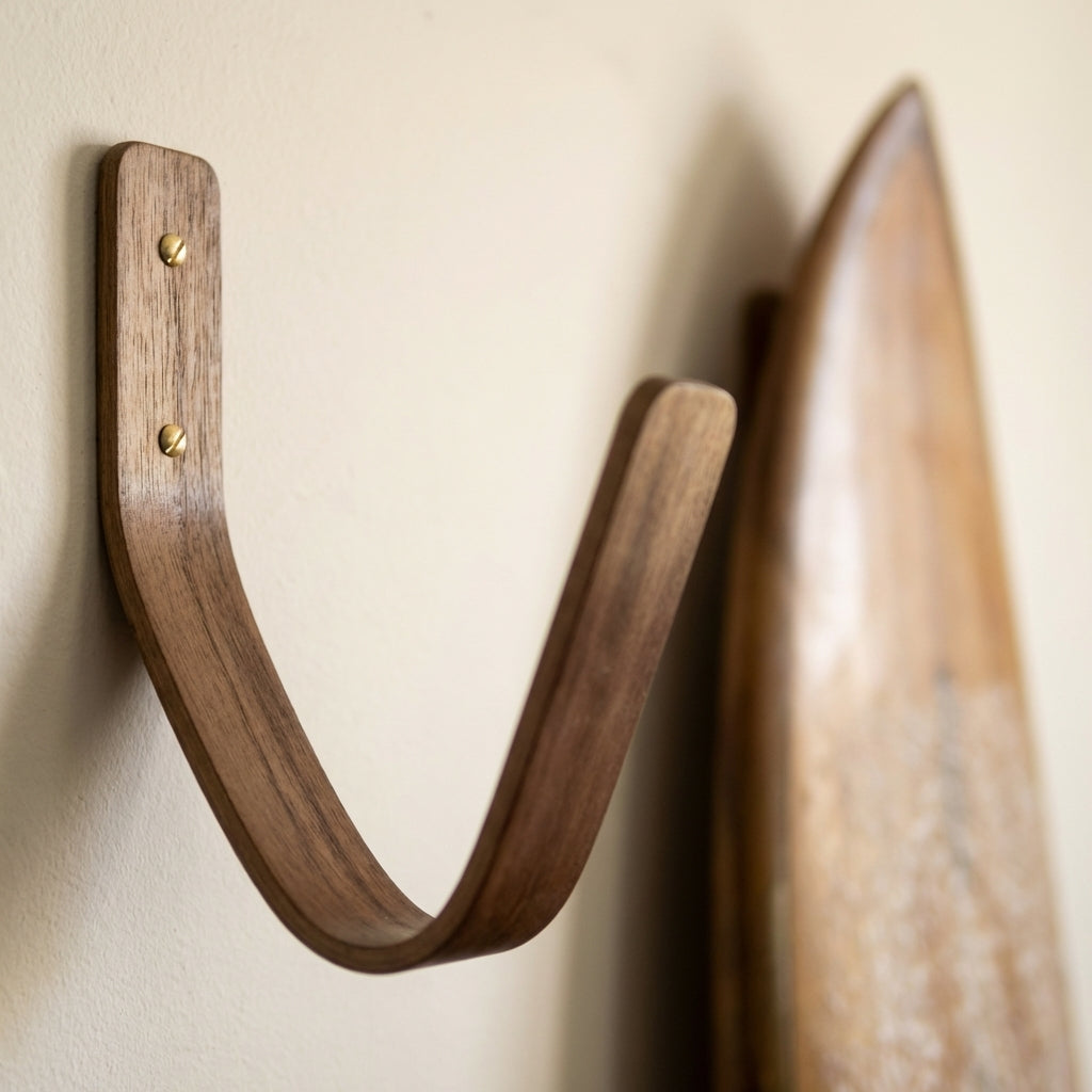 solid walnut surfboard wall mount premium wooden surfboard holder