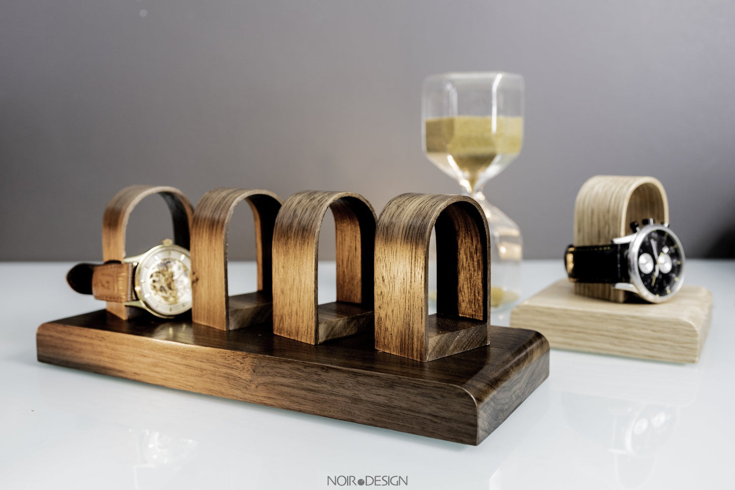 Luxury Oak Quad Watch Stand Holder - Watch Display - NOIR.DESIGN