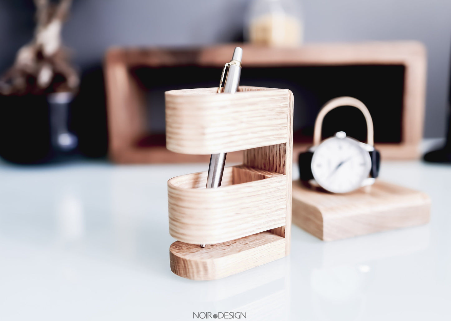 Swiss | Luxury Desk Pen Pot Storage - Oak