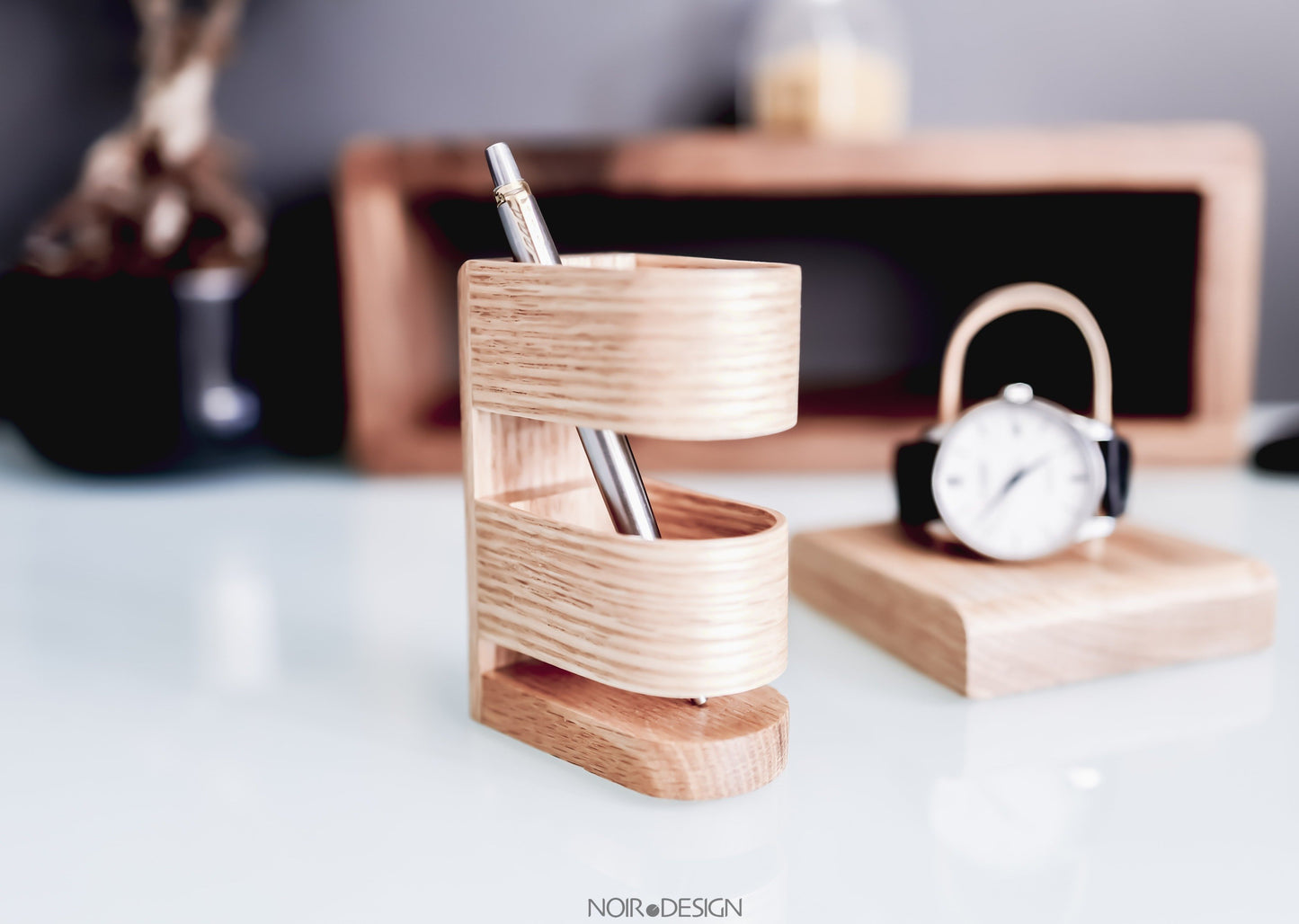 Swiss | Luxury Desk Pen Pot Storage - Oak