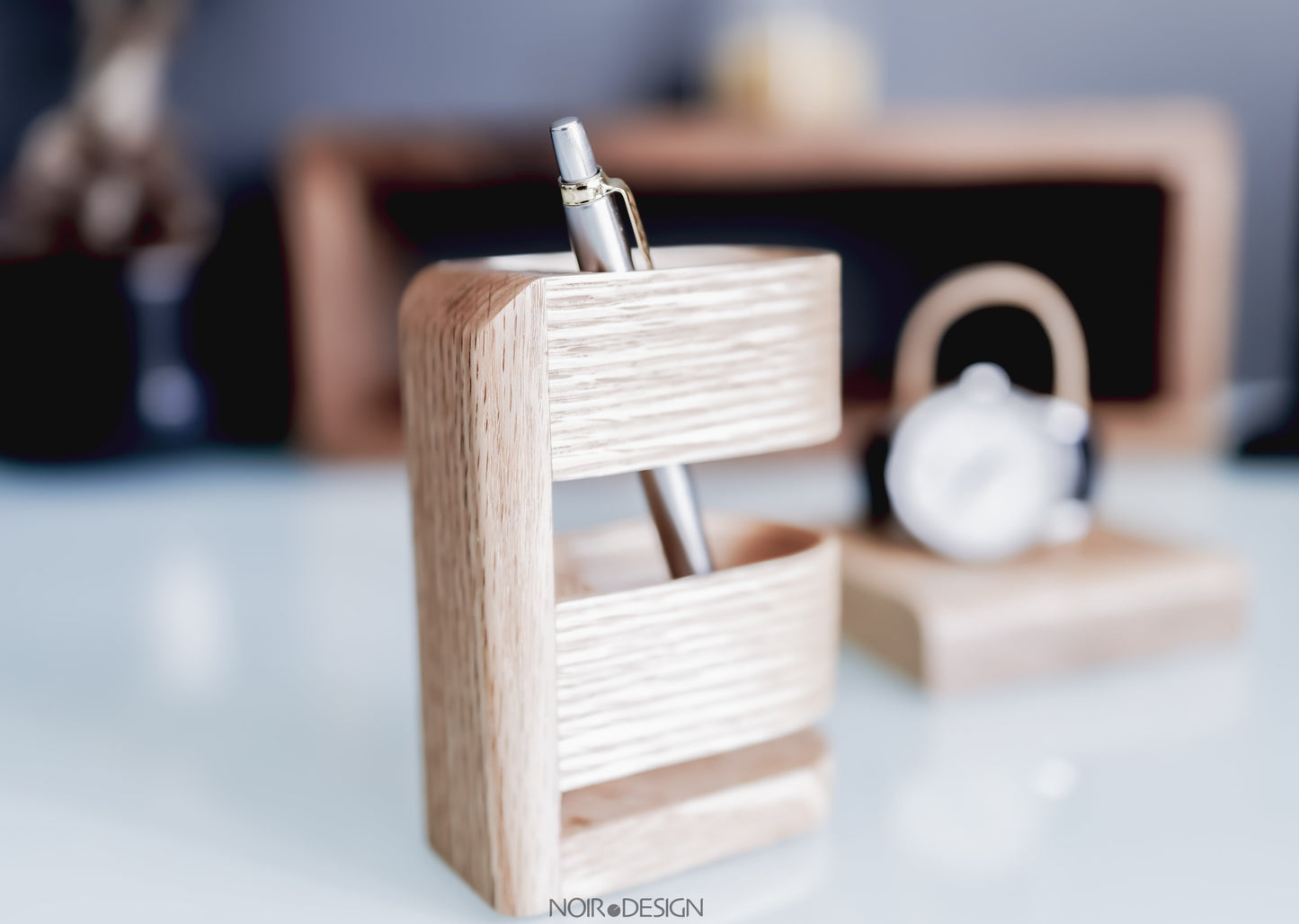 Swiss | Luxury Desk Pen Pot Storage - Oak