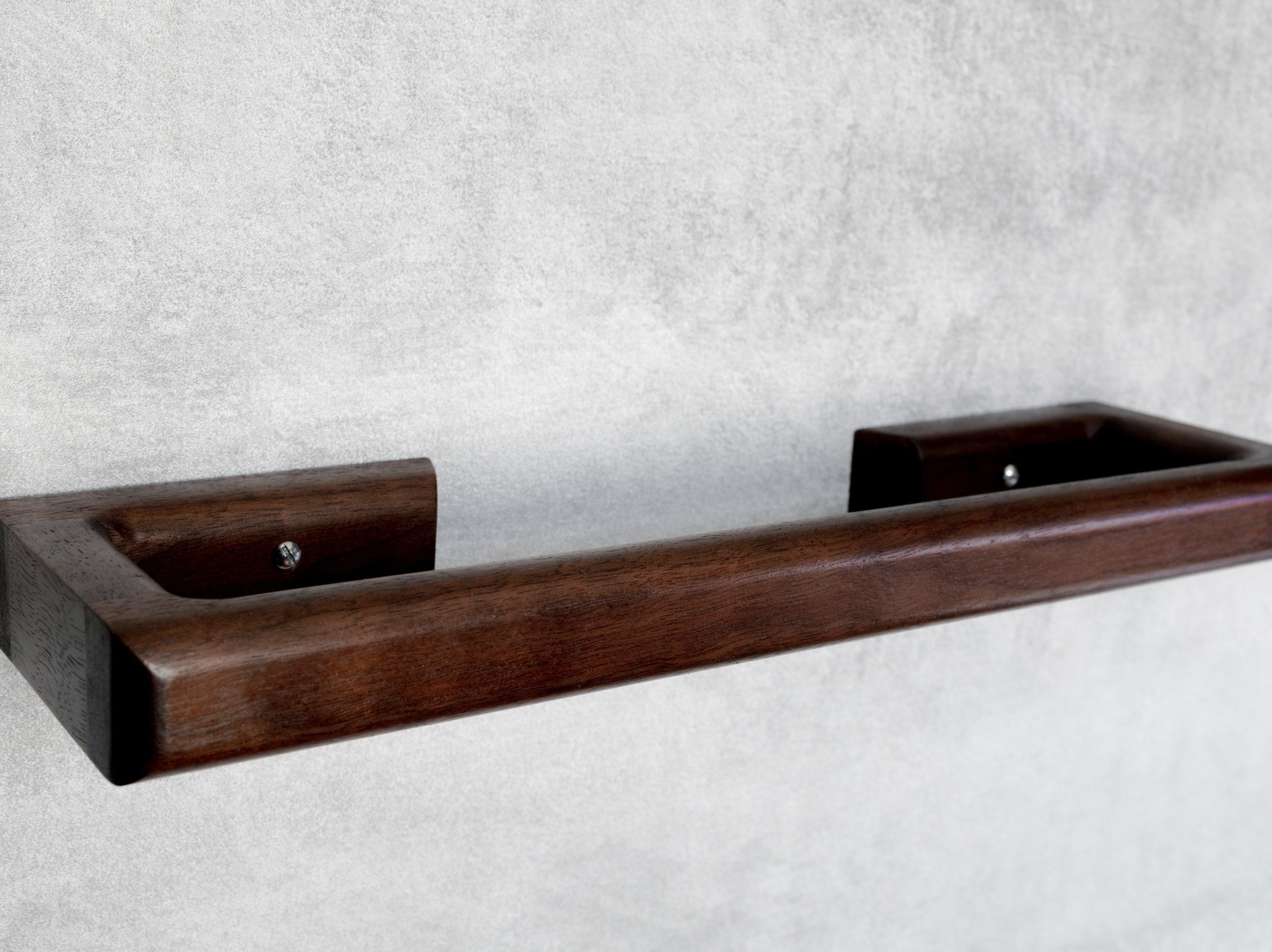 Walnut towel rail - handcrafted wooden bathroom accessory made in UK