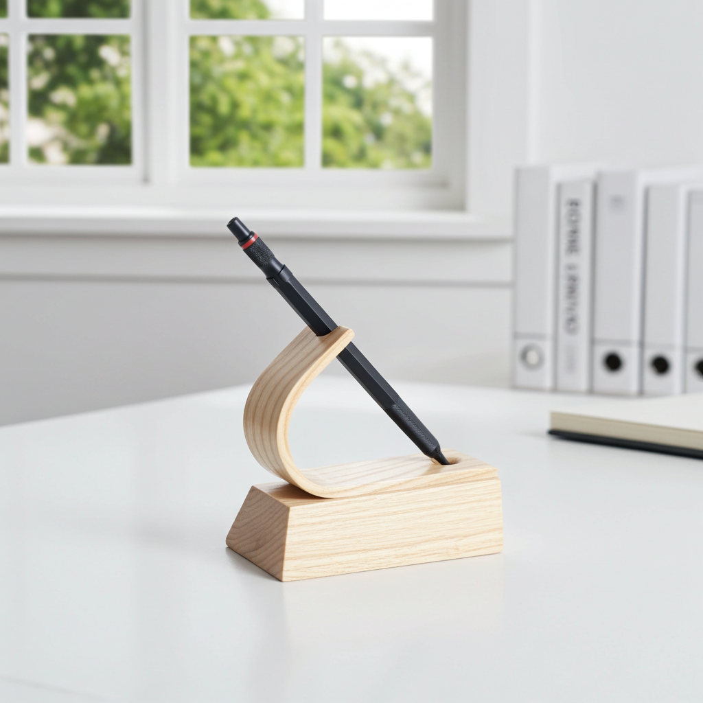 Handcrafted Ash Pen Holder | Premium Wooden Pen Display Stand