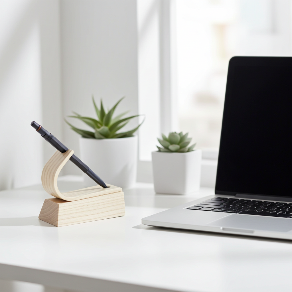 Handcrafted Ash Pen Holder | Premium Wooden Pen Display Stand