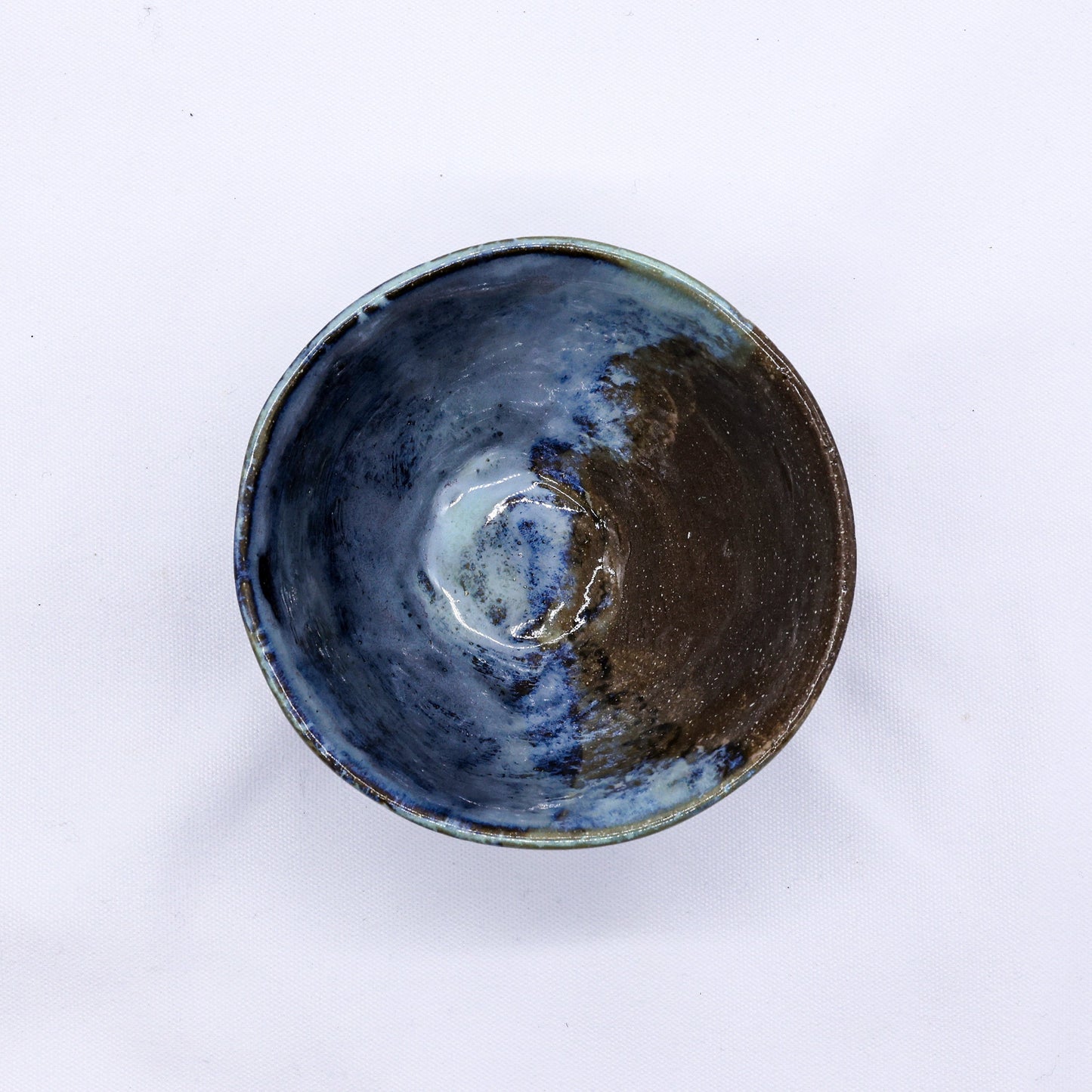 Small Smoked Grey Tidal Blue Wash Handmade Ceramic Stoneware Dinner Bowl