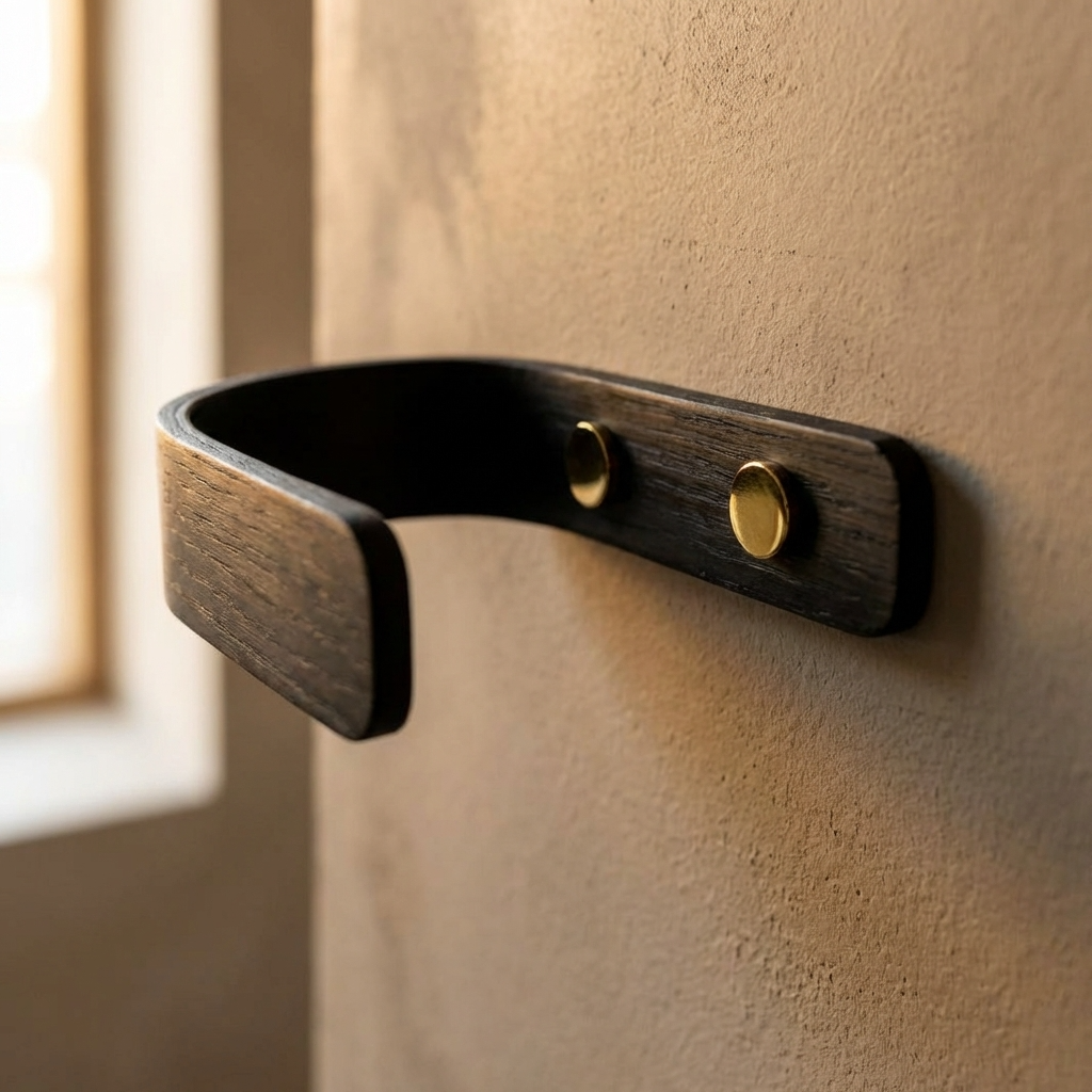 sleek black oak curtain tie backs
