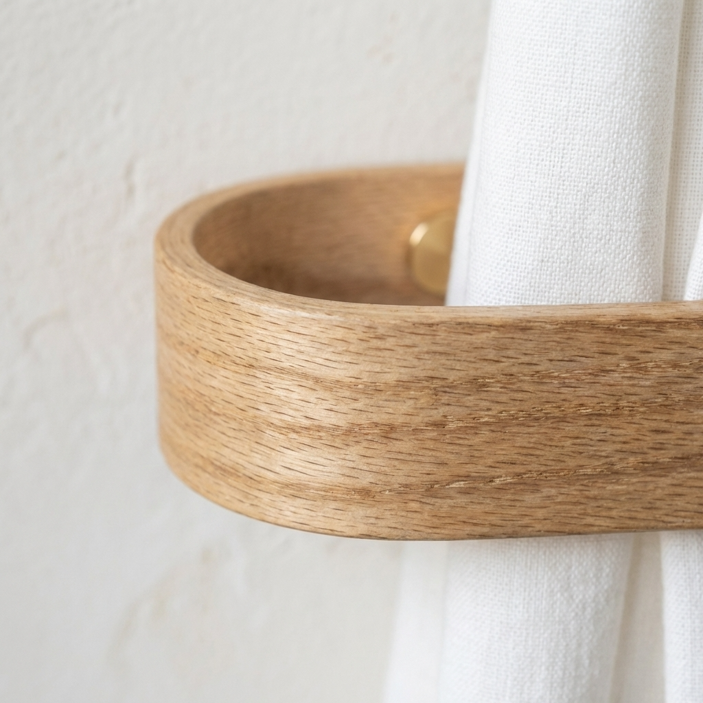 Designer Oak Curtain Holdbacks | Brass | Pack Of 2