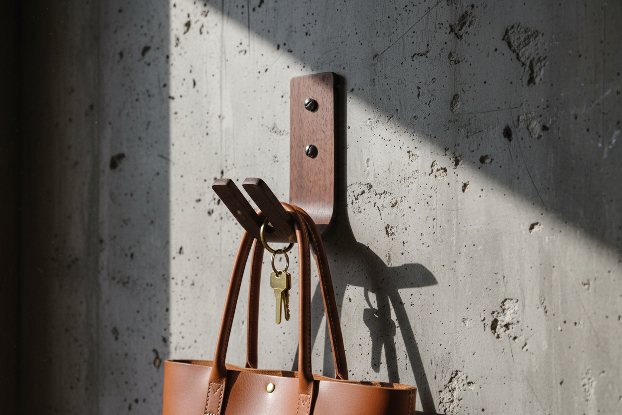Industrial Wall with a modern designer wall hook by noir.design