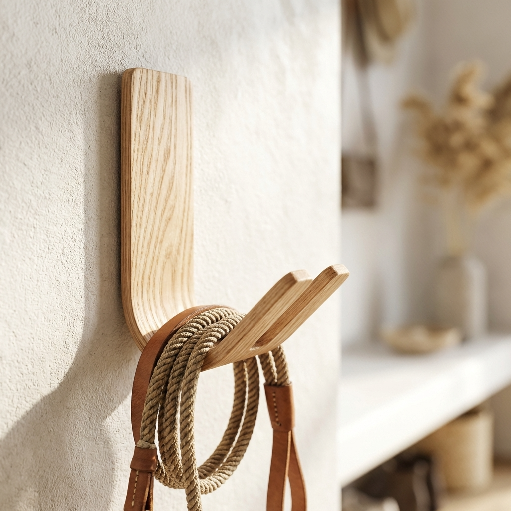 Modern ash adhesive wall hook for hallway keys and accessories