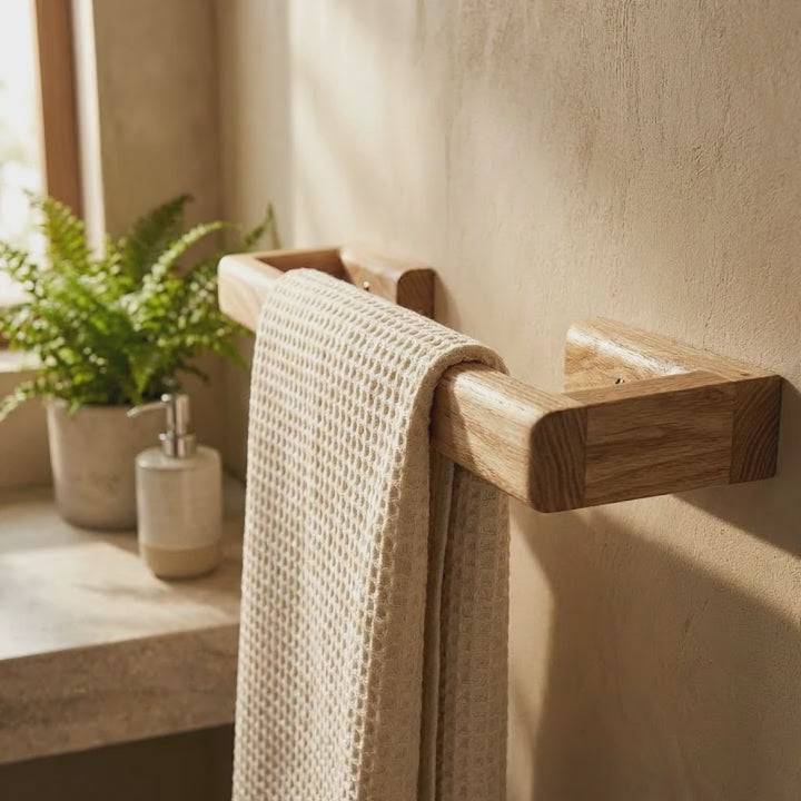 towel rail on wall