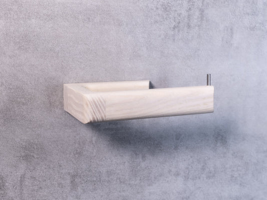 White toilet roll holder, handmade from solid oak by noir.design