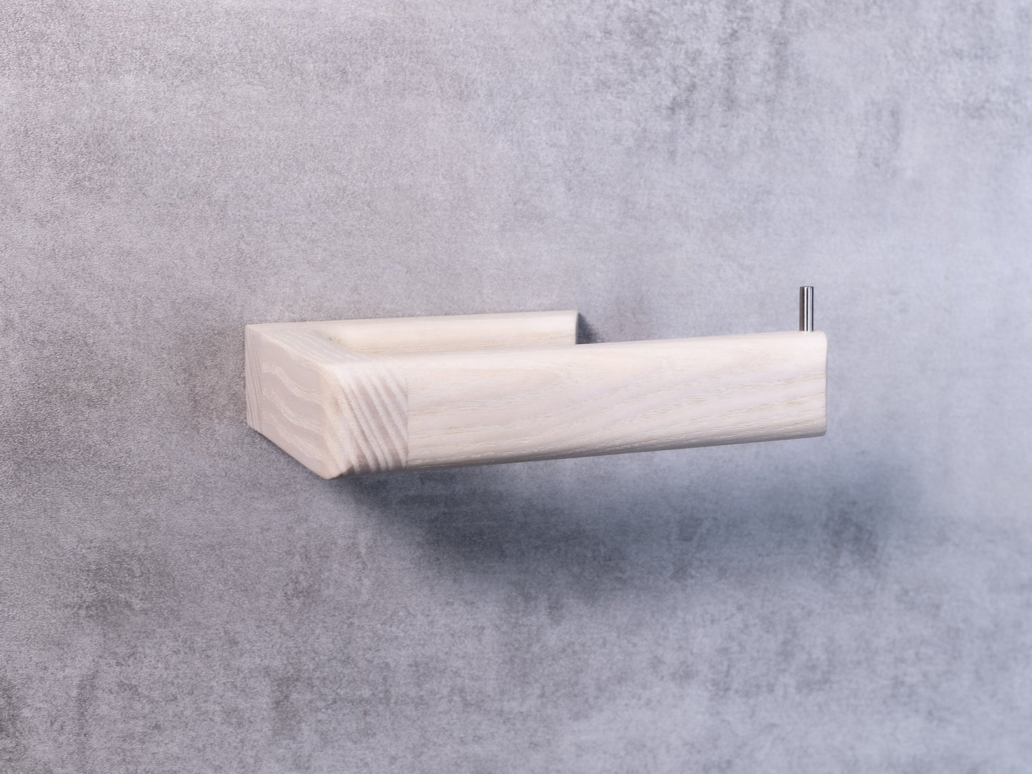 White toilet roll holder, handmade from solid oak by noir.design