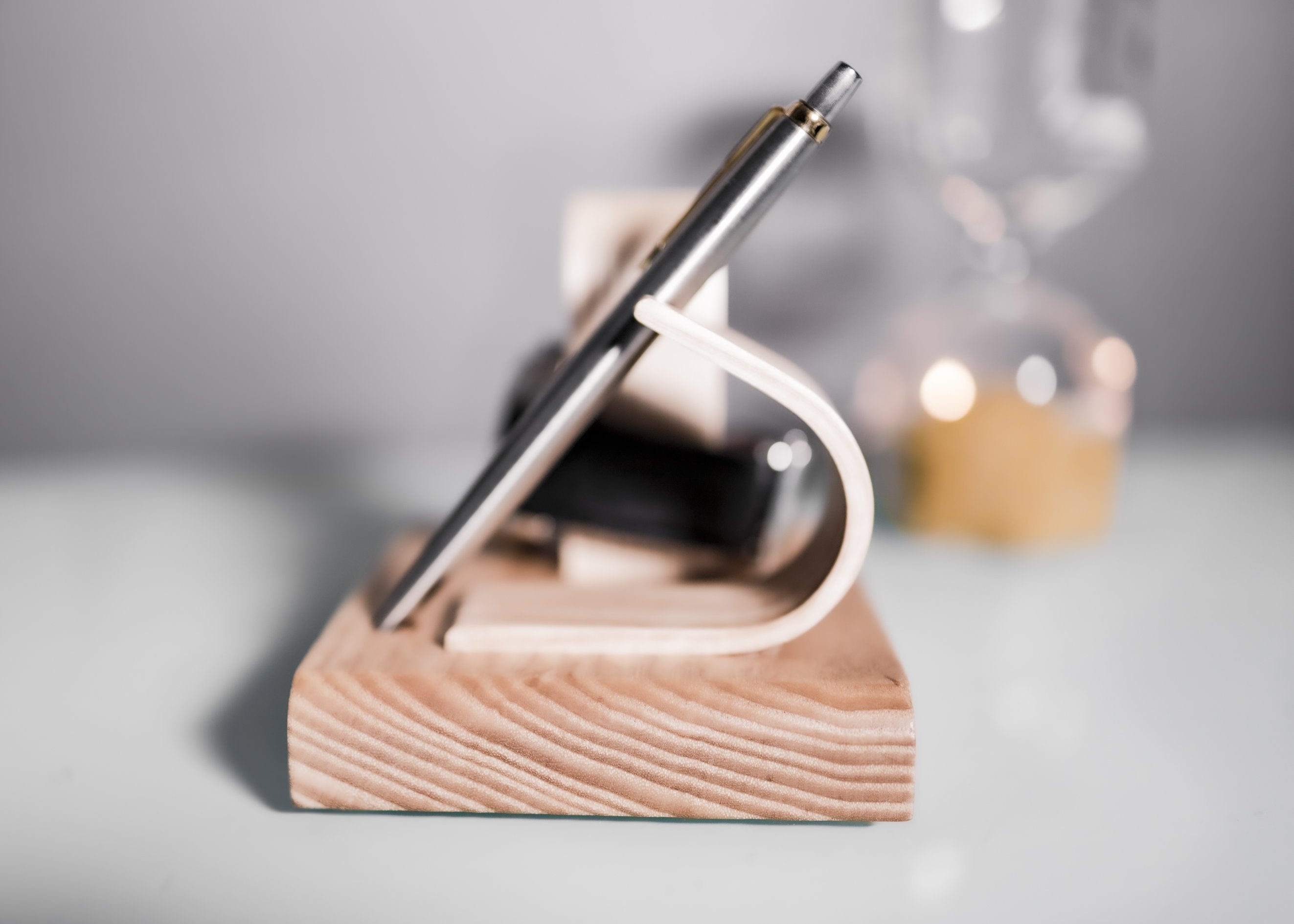 Handcrafted Oak Watch and Pen Stand | Premium Wooden Display Holder