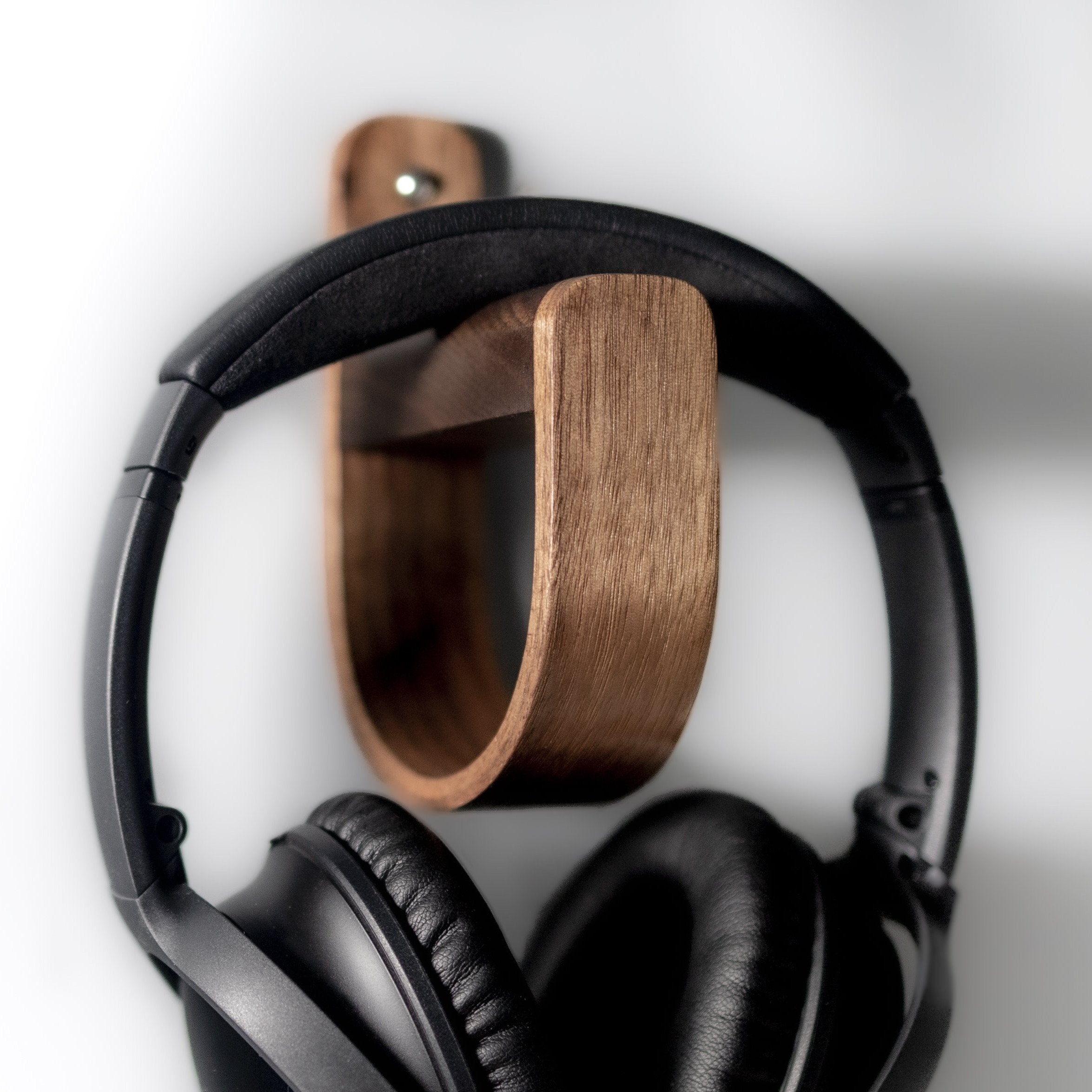 Walnut Headphone Wall Mount | Duo S Wooden Headset Holder | UK Made